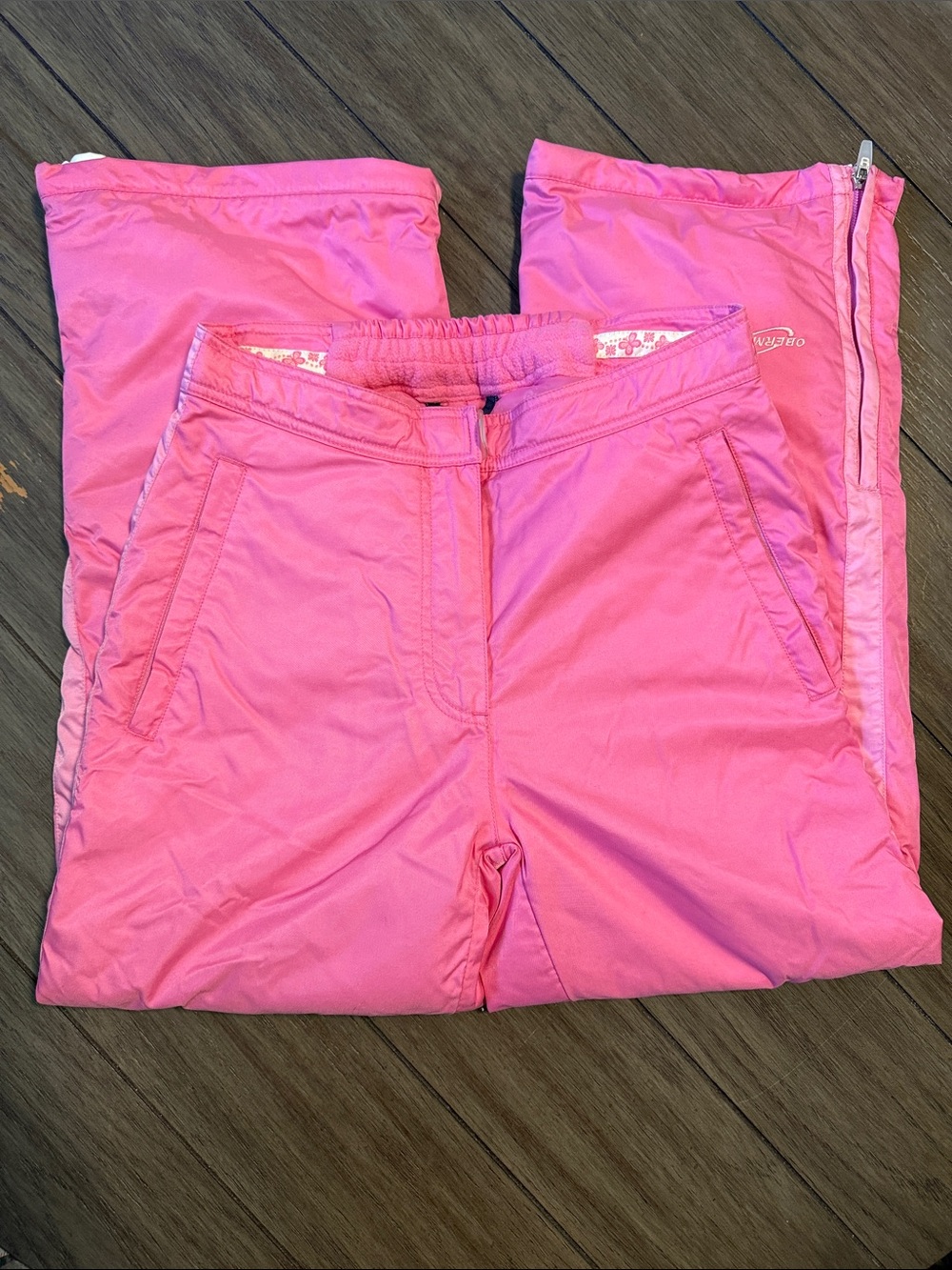 Obermeyer girls size 14 pink insulated butterfly print waterproof snow pants